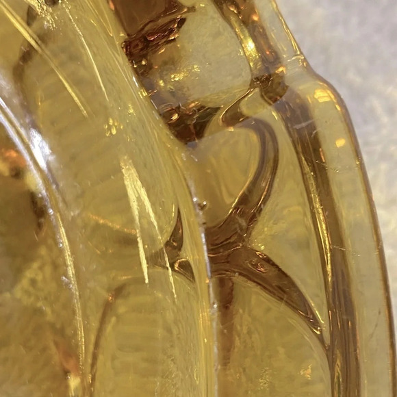 Vintage Anchor Hocking Fairfield Round Amber Glass Ashtray Trinket  Dish - Picture 7 of 13